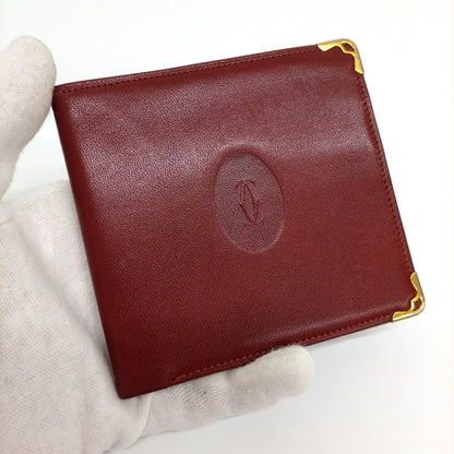 Cartier Bordeaux Leather Long Bill Wallet (Bi-Fold) (Pre-Owned)