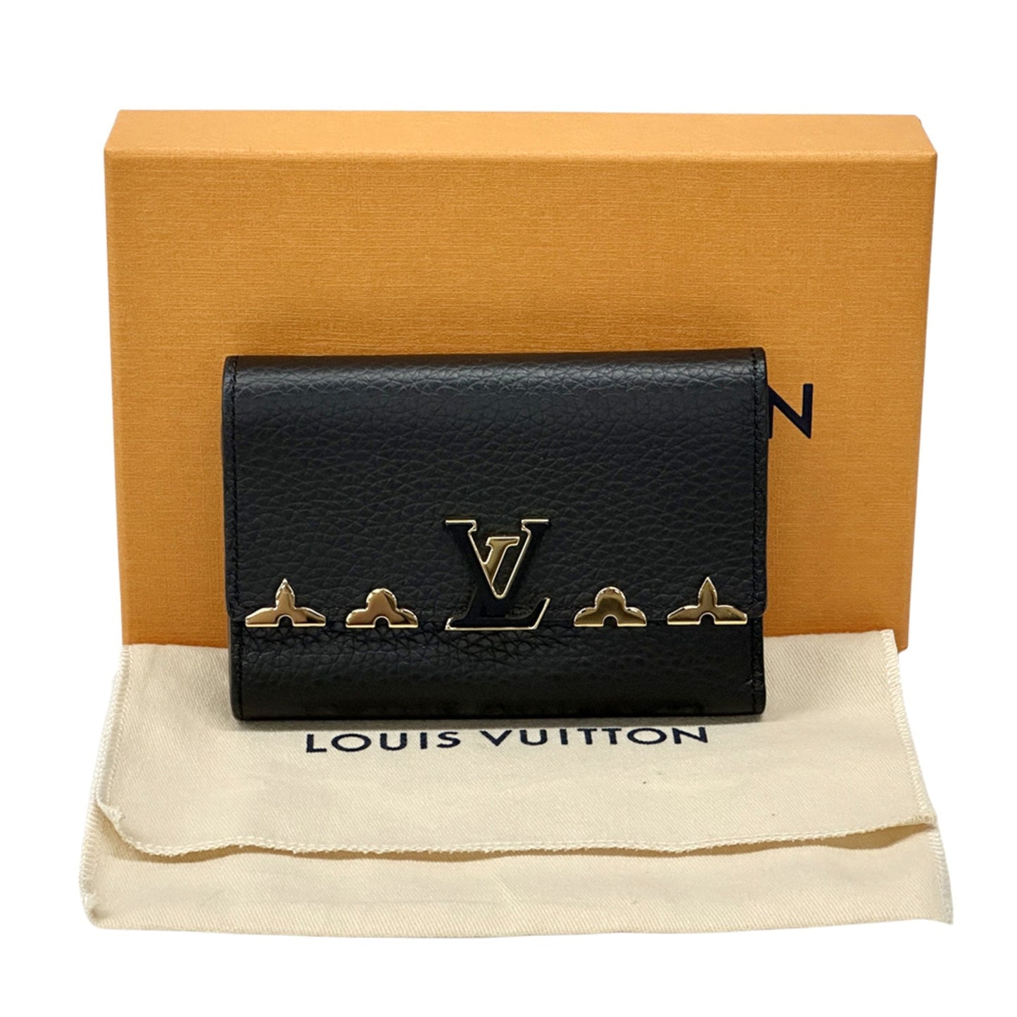 Louis Vuitton Black Noir Leather Long Wallet (Bi-Fold) (Pre-Owned)