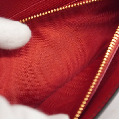 Prada Black Red Color Leather Long Wallet (Bi-Fold) (Pre-Owned)