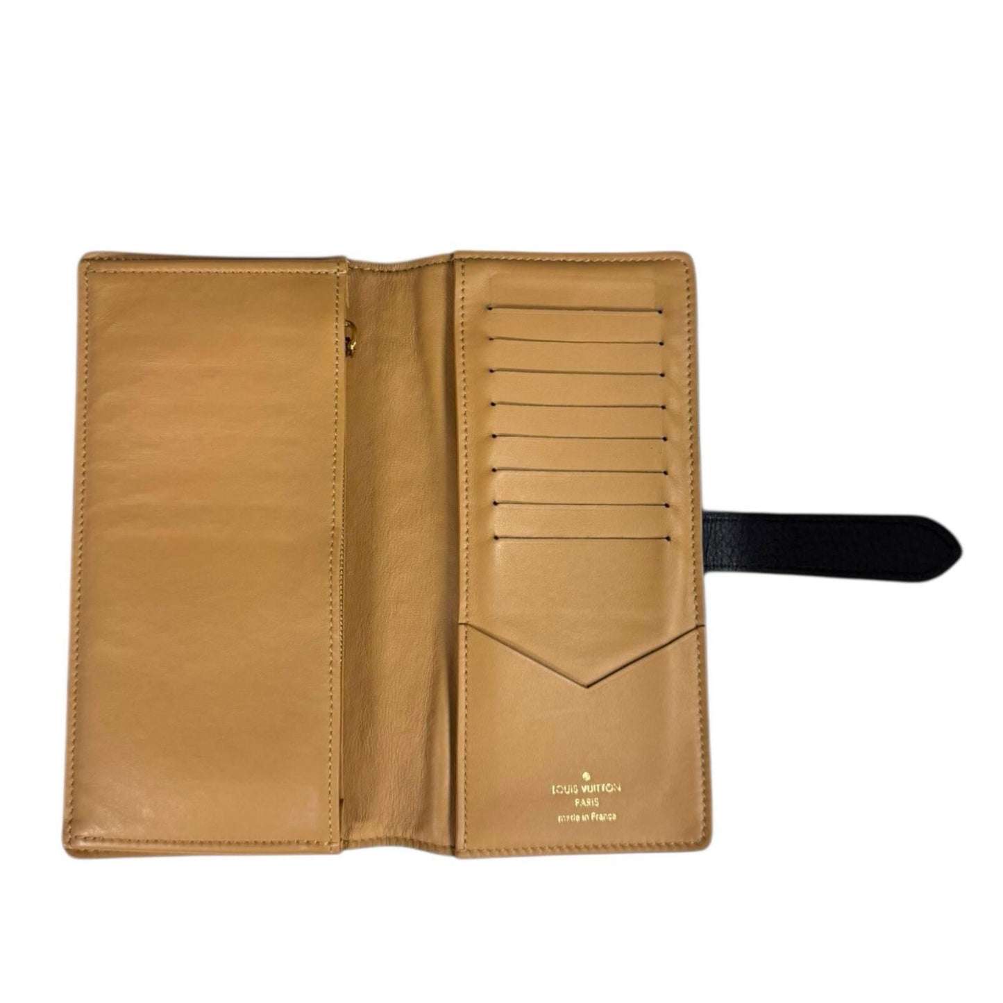 Louis Vuitton Black Noir Leather Long Wallet (Tri-Fold) (Pre-Owned)