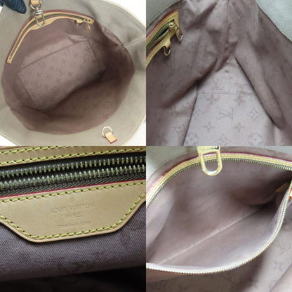 Louis Vuitton Beige Khaki Canvas Leather Tote Bag (Pre-Owned)