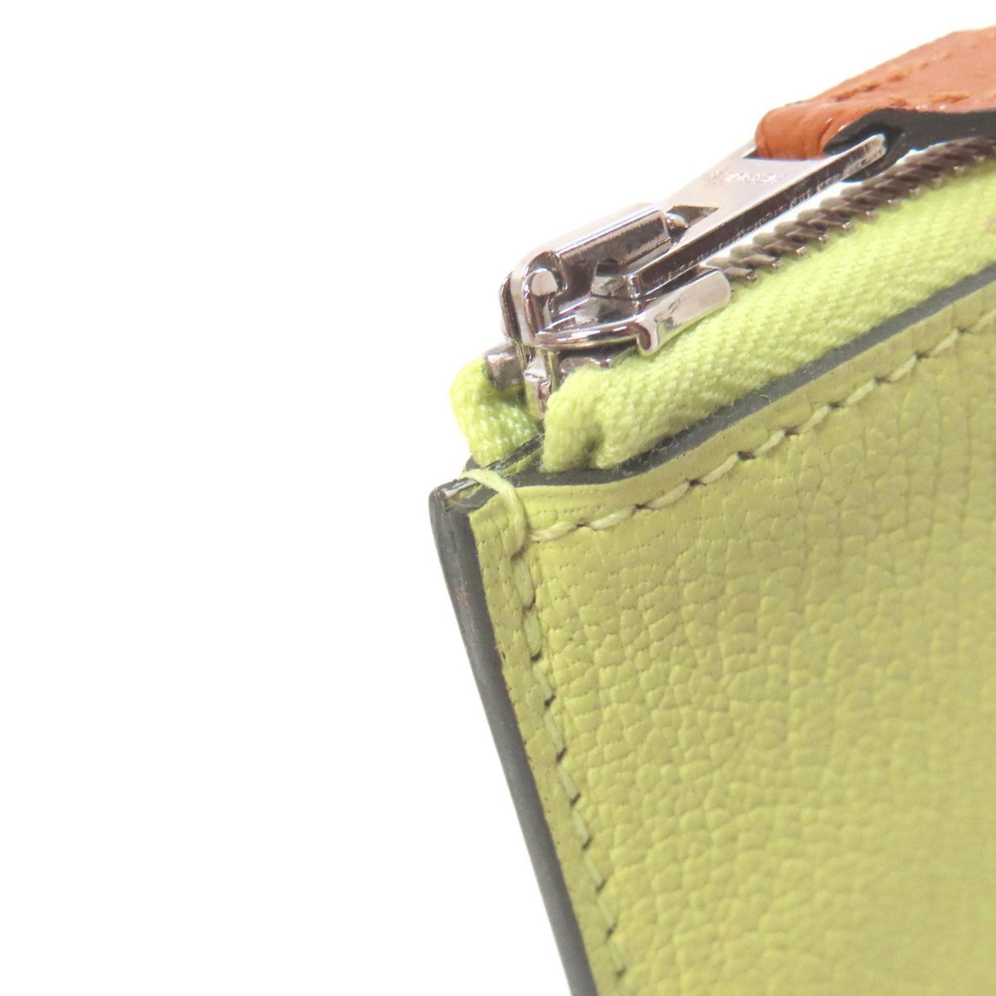 Hermes Lime Green Chevre Leather Coin Purse/Coin Case (Pre-Owned)