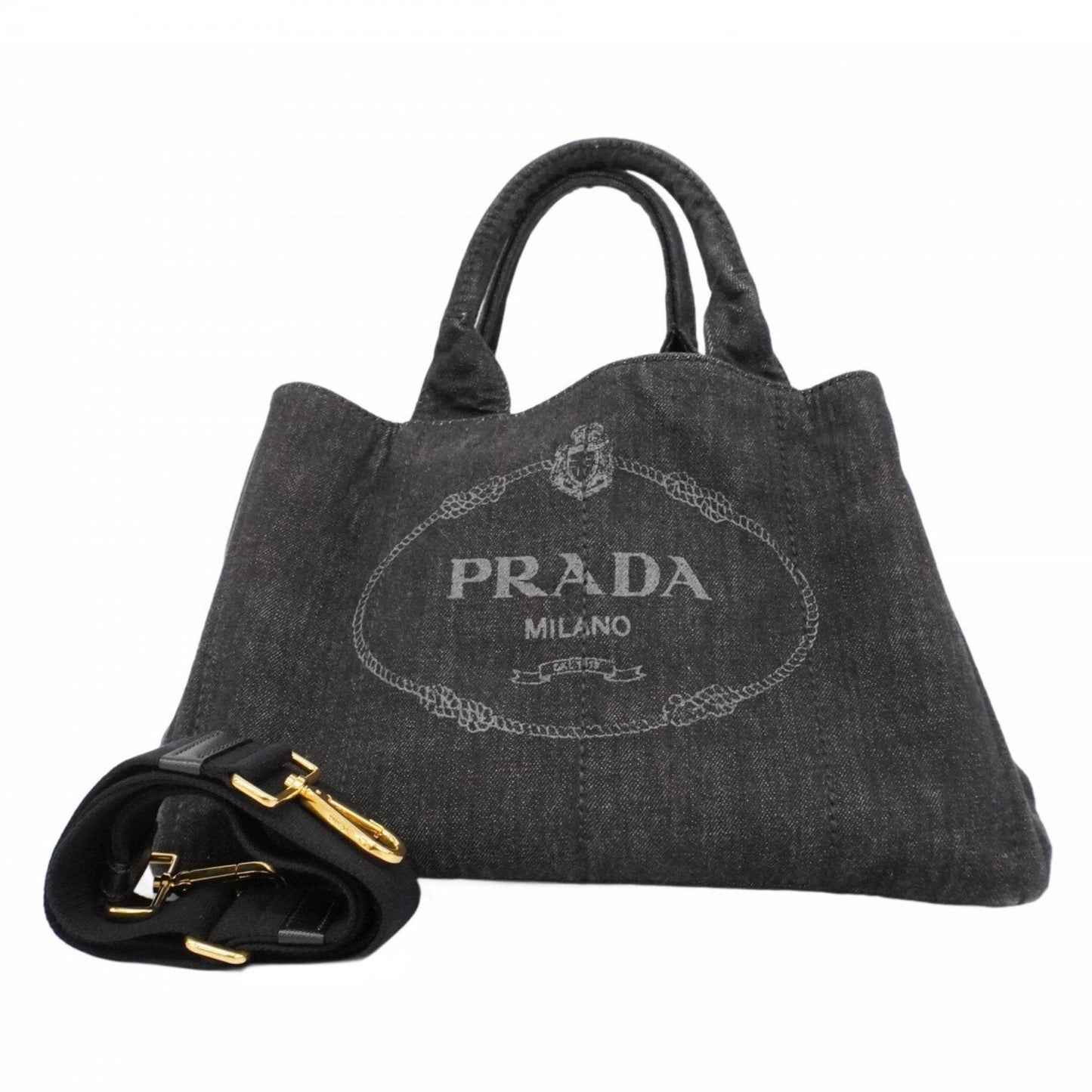 Prada Black Denim Tote Bag (Pre-Owned)