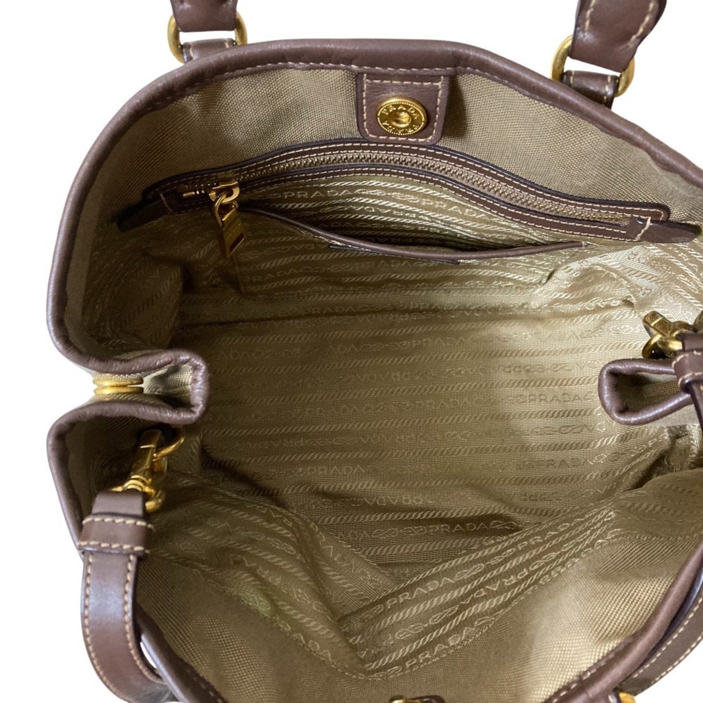 Prada Khaki Brown Handbag Tote Bag (Pre-Owned)