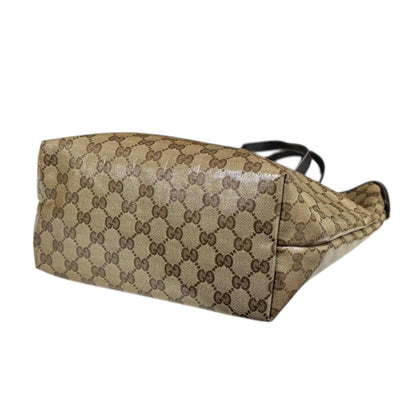 Gucci Beige Brown Gg Crystal Leather Tote Bag (Pre-Owned)