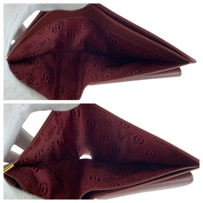 Cartier Wine Red Leather Wallet (Bi-Fold) (Pre-Owned)