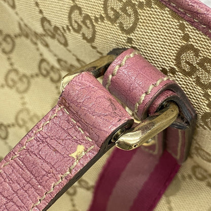 Gucci Beige Pink Canvas Tote Bag (Pre-Owned)