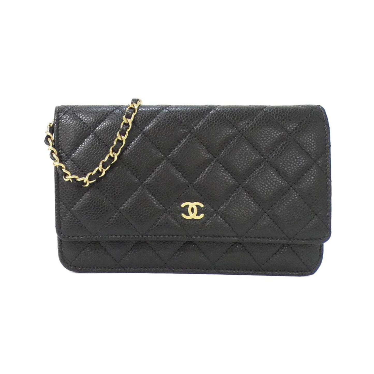 Chanel Black Bordeaux Grained Calfskin Chain/Shoulder Wallet (Pre-Owned)