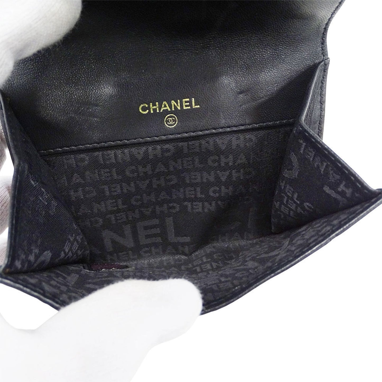 Chanel Black Leather Wallet (Bi-Fold) (Pre-Owned)