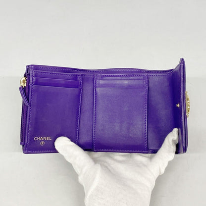 Chanel Purple Leather Wallet (Tri-Fold) (Pre-Owned)
