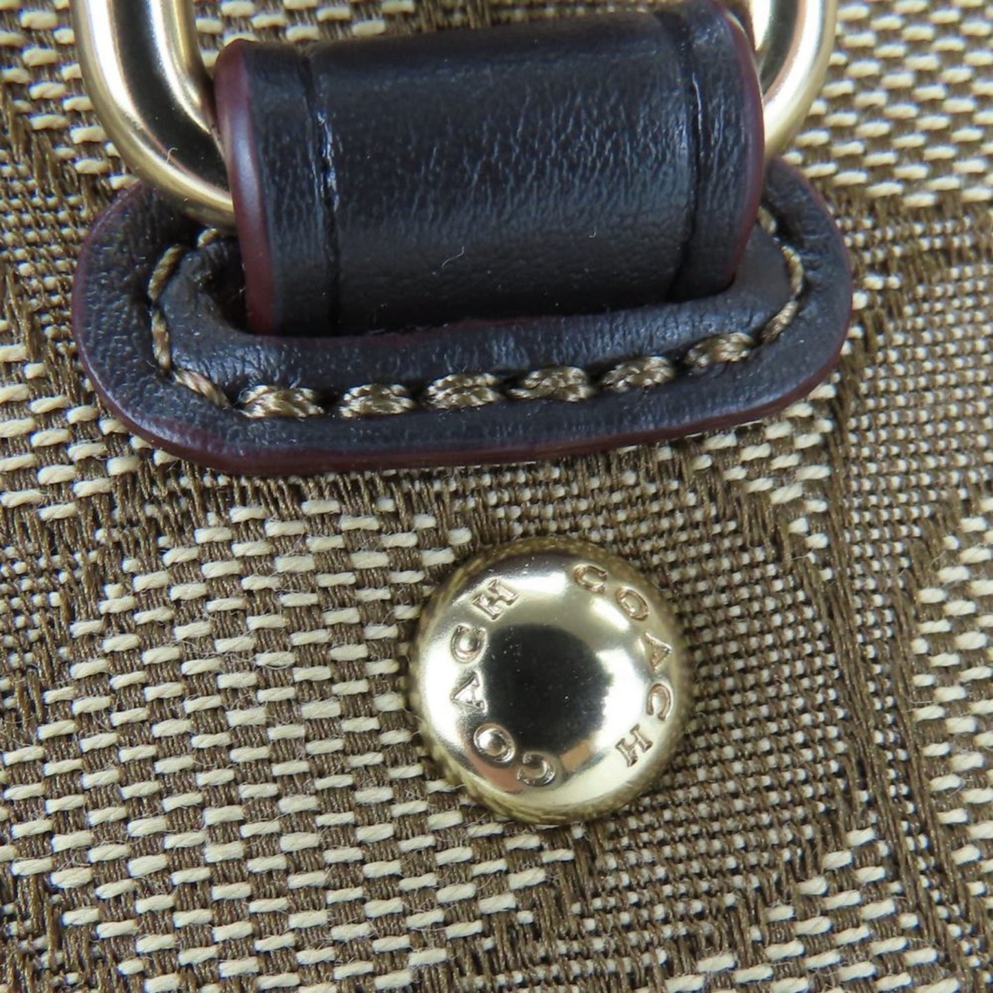 Coach Beige Brown Canvas Leather Tote Bag (Pre-Owned)