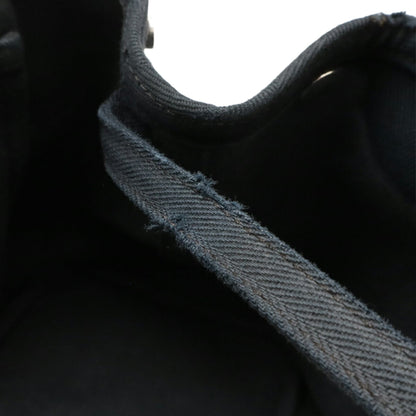 Hermes Black Toile Chevron Leather Handbag Pouch Tote Bag (Pre-Owned)