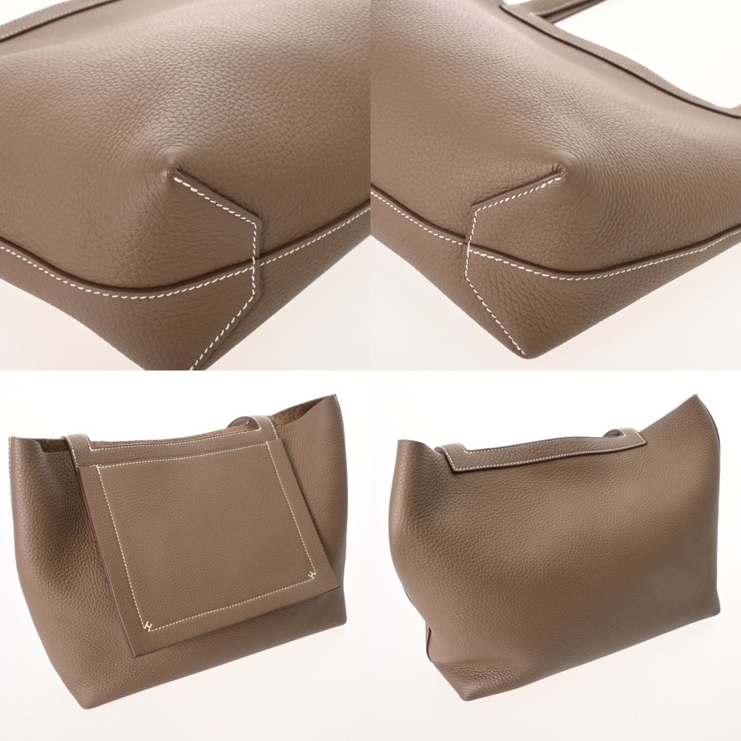 Hermes Etoupe Gray Taurillon Clemence Leather Tote Bag (Pre-Owned)