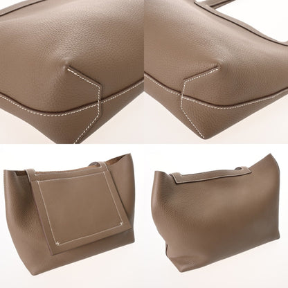Hermes Etoupe Gray Taurillon Clemence Leather Tote Bag (Pre-Owned)