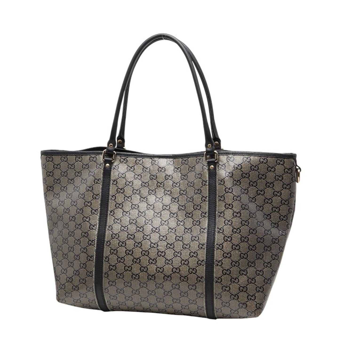 Gucci Black Gray Pvc Leather Tote Bag (Pre-Owned)