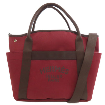Hermes Bordeaux Brown Canvas Tote Bag (Pre-Owned)