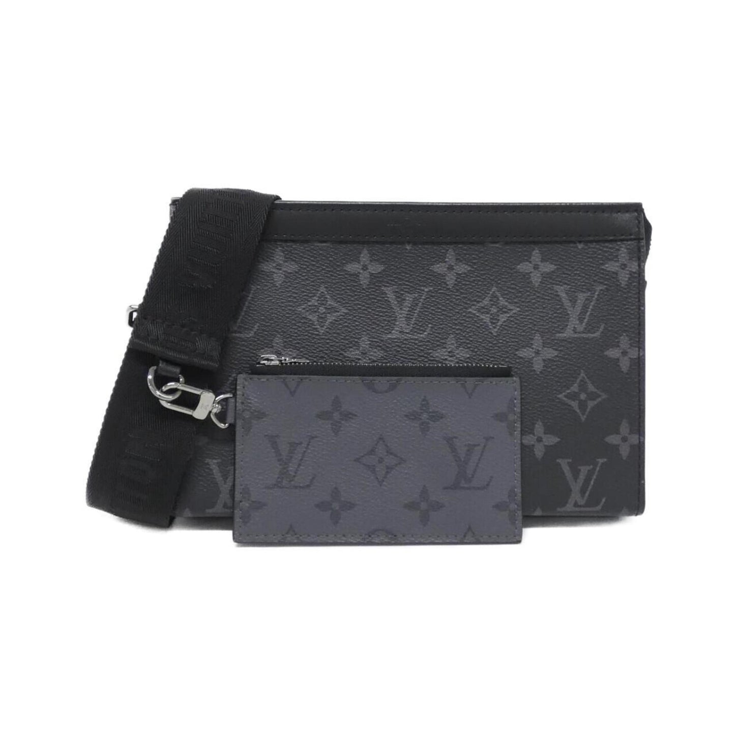 Louis Vuitton Black Gris Coated Canvas Pouch Shoulder Bag (Pre-Owned)