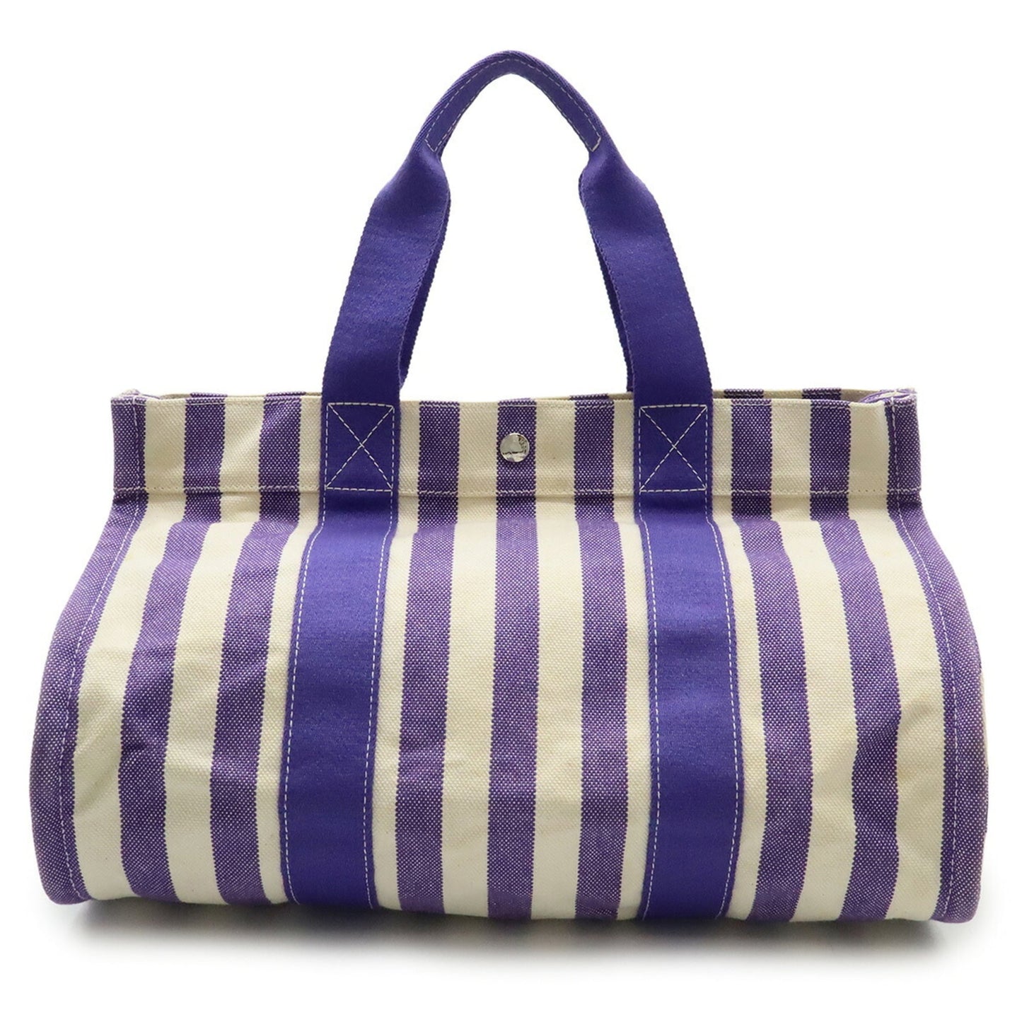 Hermes Ivory Purple Canvas Handbag Pouch Tote Bag (Pre-Owned)