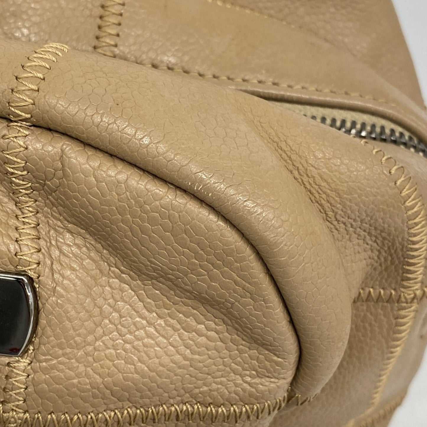 Chanel Beige Grained Calfskin Shoulder Bag (Pre-Owned)