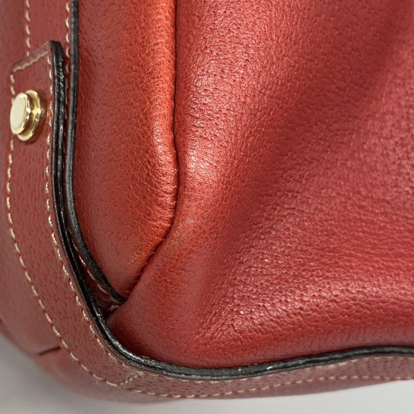 Gucci Red Color Leather Tote Bag (Pre-Owned)