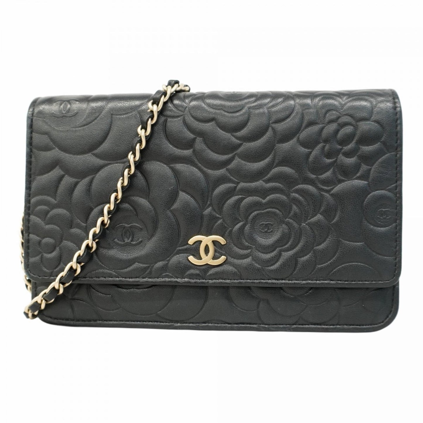 Chanel Black Leather Chain/Shoulder Wallet (Pre-Owned)