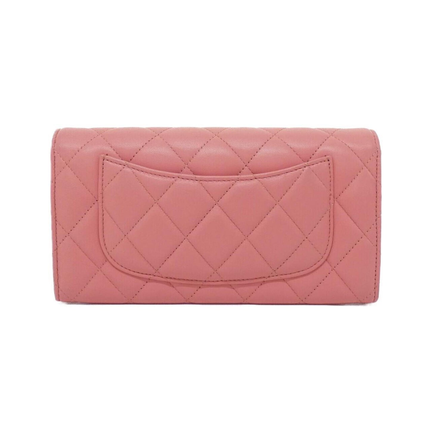 Chanel Pink Leather Long Wallet (Bi-Fold) (Pre-Owned)
