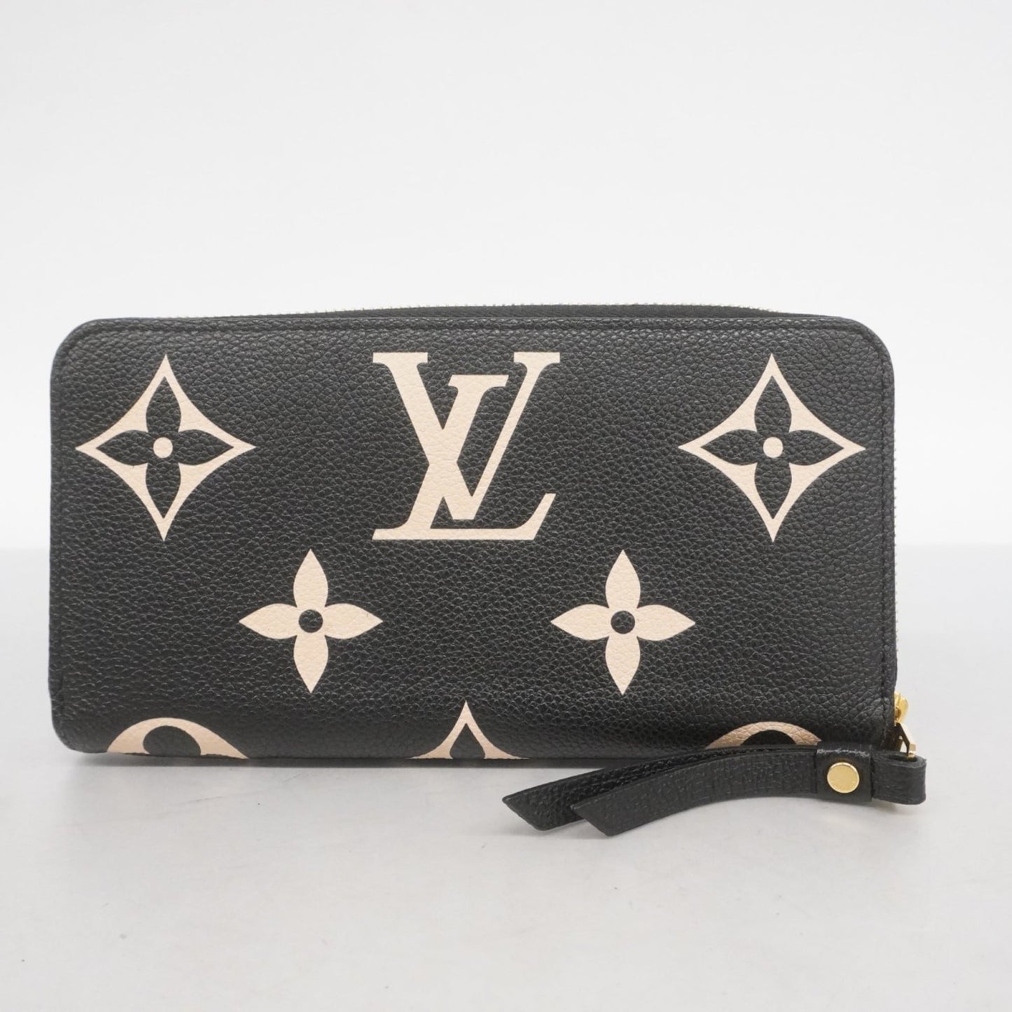 Louis Vuitton Beige Black Long Wallet (Bi-Fold) (Pre-Owned)
