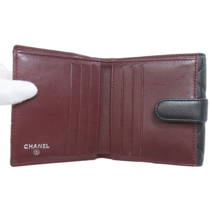 Chanel Matelasse Black Leather Wallet (Bi-Fold) (Pre-Owned)