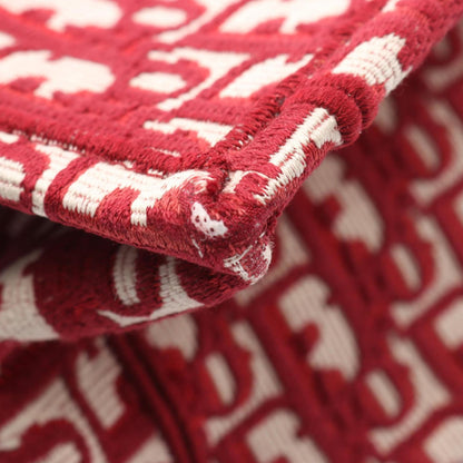 Christian Dior Red Color White Canvas Tote Bag (Pre-Owned)