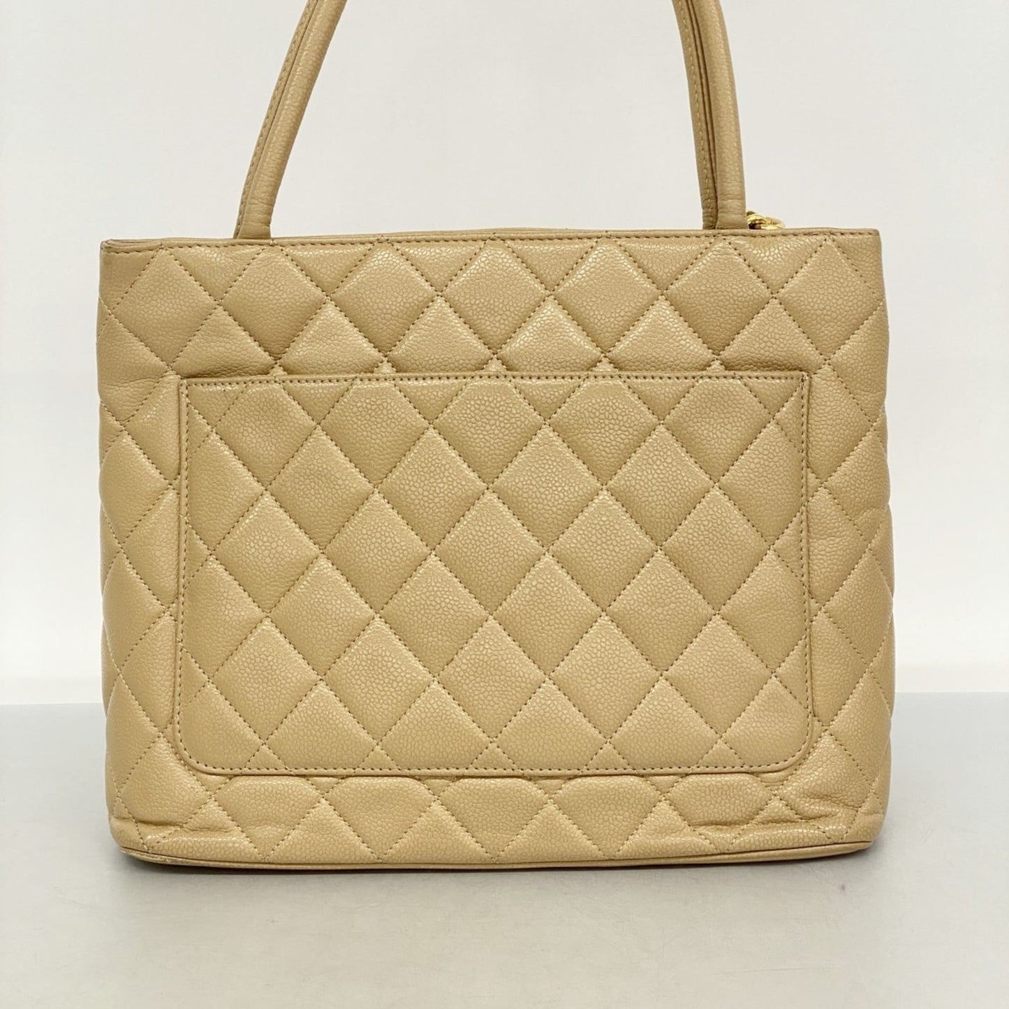 Chanel Beige Grained Calfskin Tote Bag (Pre-Owned)