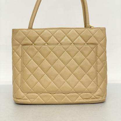 Chanel Beige Grained Calfskin Tote Bag (Pre-Owned)