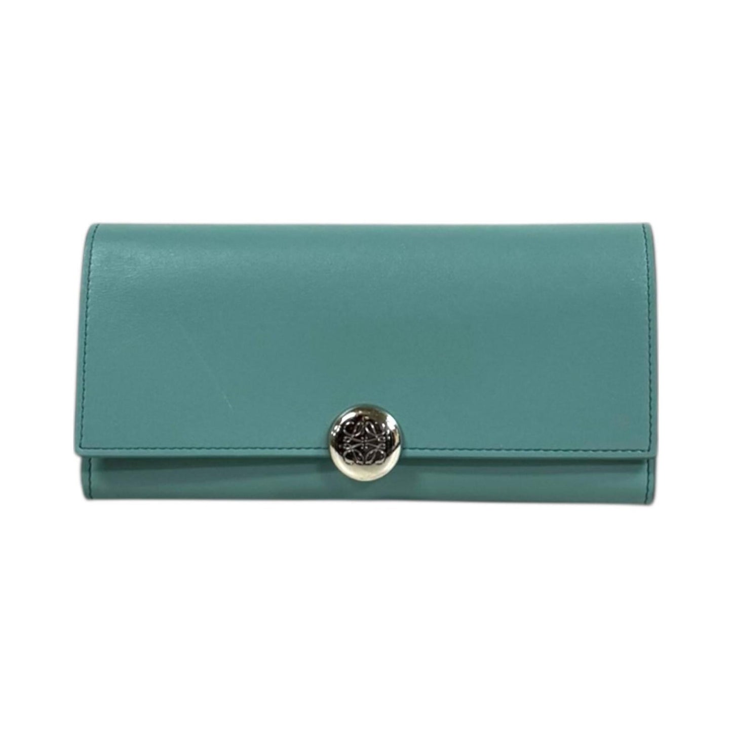 Loewe Blue Green Leather Long Wallet (Tri-Fold) (Pre-Owned)