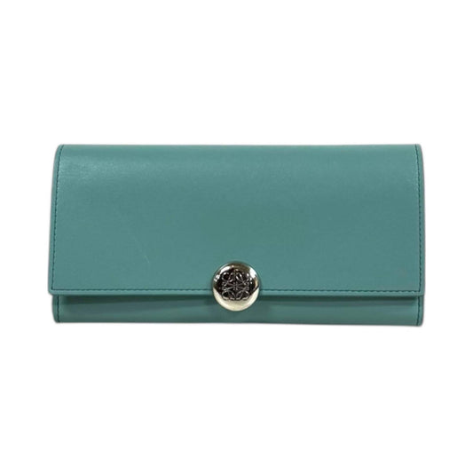 Loewe Blue Green Leather Long Wallet (Tri-Fold) (Pre-Owned)