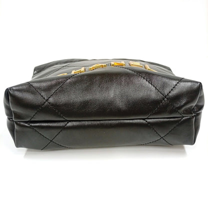 Chanel Black Leather Handbag Shoulder Bag (Pre-Owned)