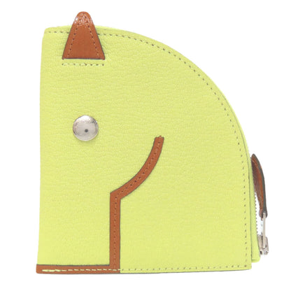 Hermes Lime Green Chevre Leather Coin Purse/Coin Case (Pre-Owned)