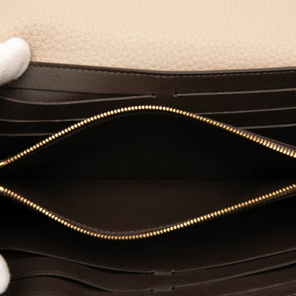 Louis Vuitton Beige Leather Long Wallet (Tri-Fold) (Pre-Owned)