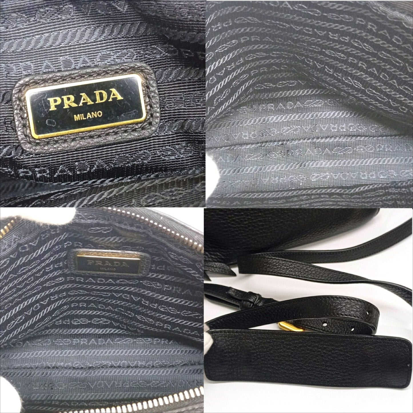 Prada Black Leather Shoulder Bag Sling Bag (Pre-Owned)