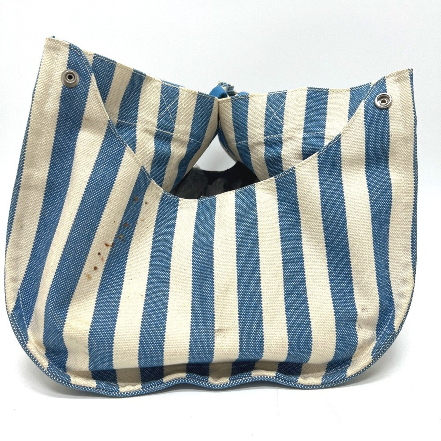 Hermes Blue White Yellow Canvas Handbag Pouch Tote Bag (Pre-Owned)