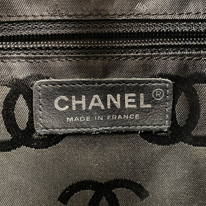 Chanel Beige Black Leather Tote Bag (Pre-Owned)