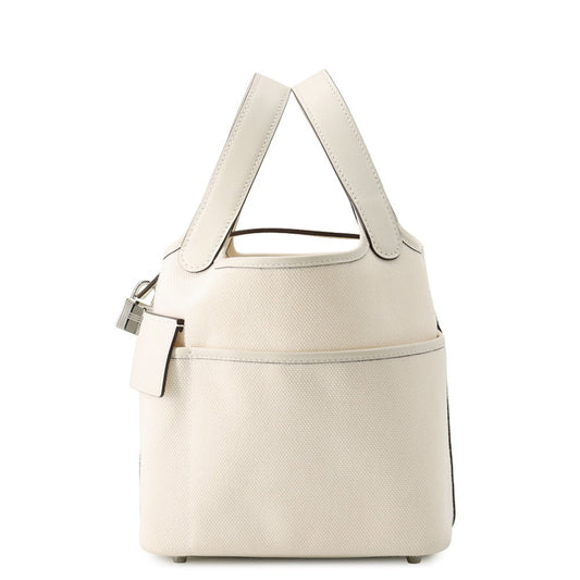 Hermes Picotin Silver Swift Leather Handbag Tote Bag (Pre-Owned)