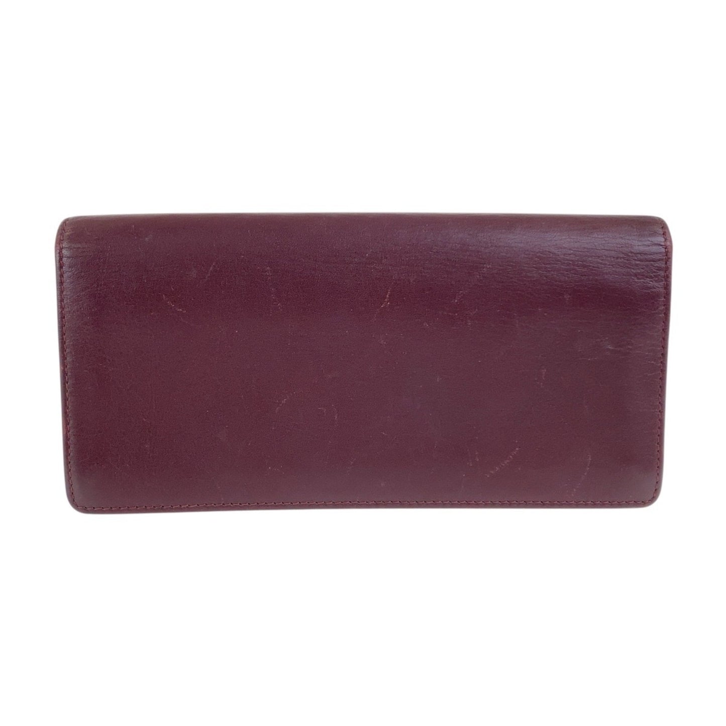 Cartier Wine Red Leather Long Wallet (Bi-Fold) (Pre-Owned)