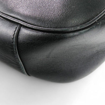 Gucci Black Leather Gg Canvas Handbag Shoulder Bag (Pre-Owned)