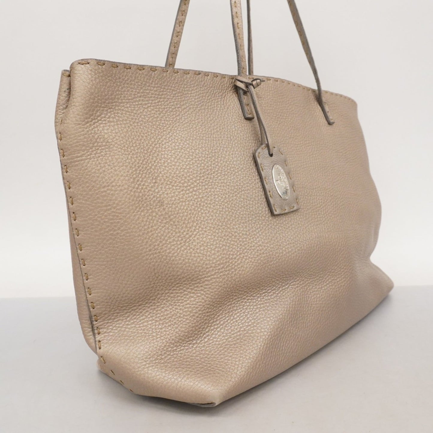 Fendi Grayish Leather Tote Bag (Pre-Owned)