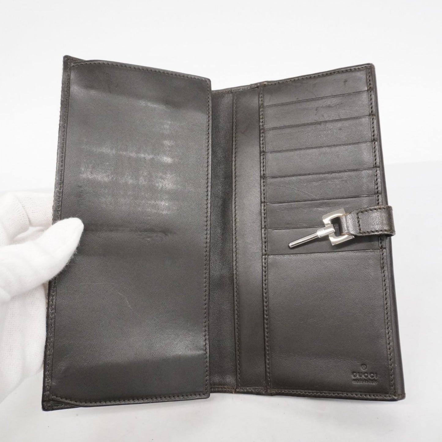 Gucci Brown Canvas Long Wallet (Bi-Fold) (Pre-Owned)
