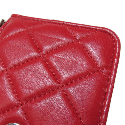 Chanel Matelasse Red Color Leather Wallet (Bi-Fold) (Pre-Owned)