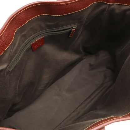 Gucci Beige Bordeaux Khaki Canvas Leather Shoulder Bag Tote Bag (Pre-Owned)