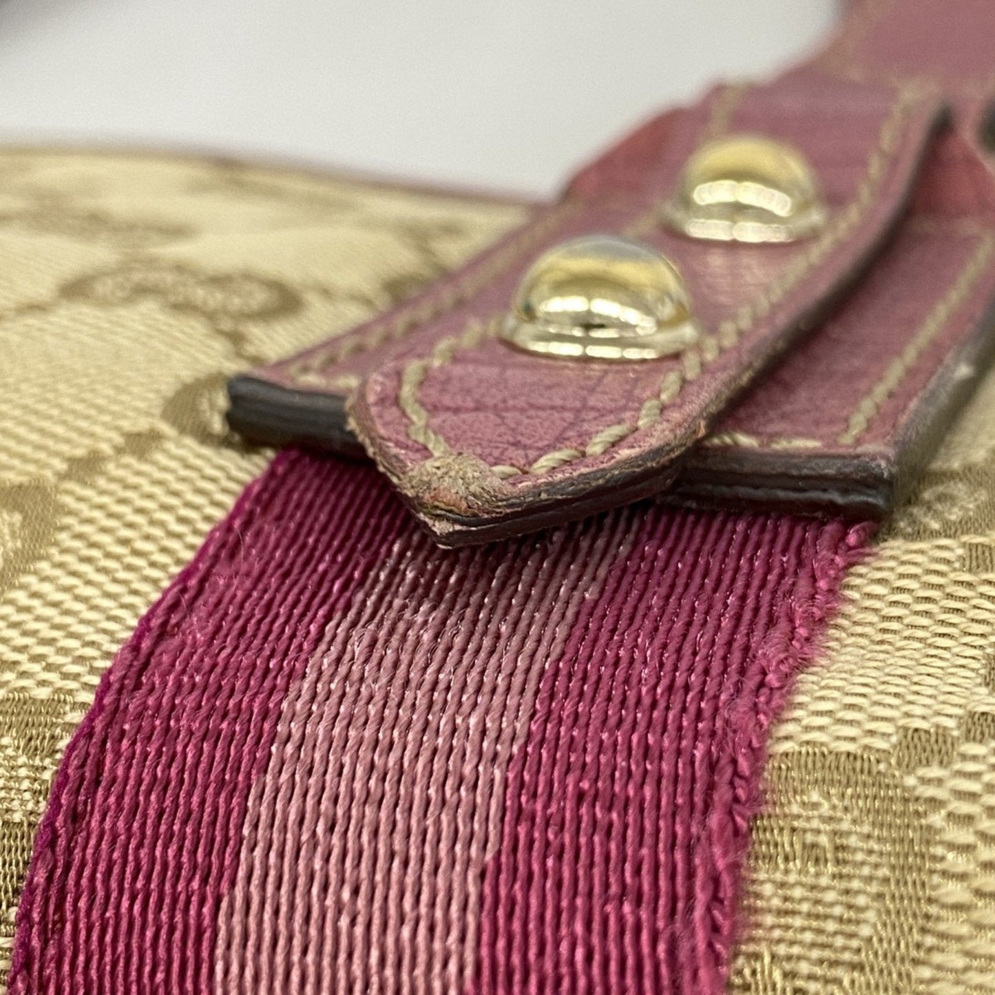 Gucci Beige Pink Canvas Tote Bag (Pre-Owned)