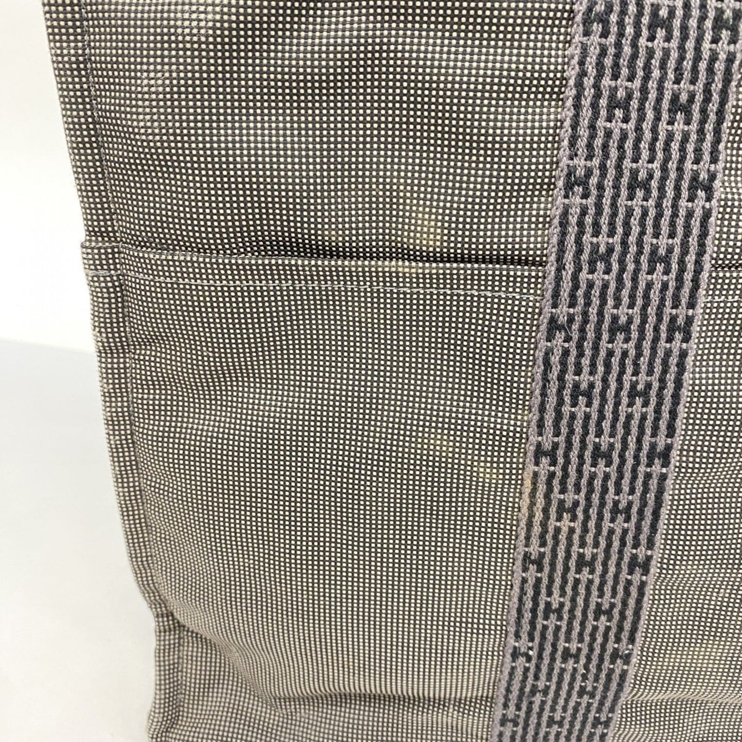 Hermes Gray Canvas Tote Bag (Pre-Owned)