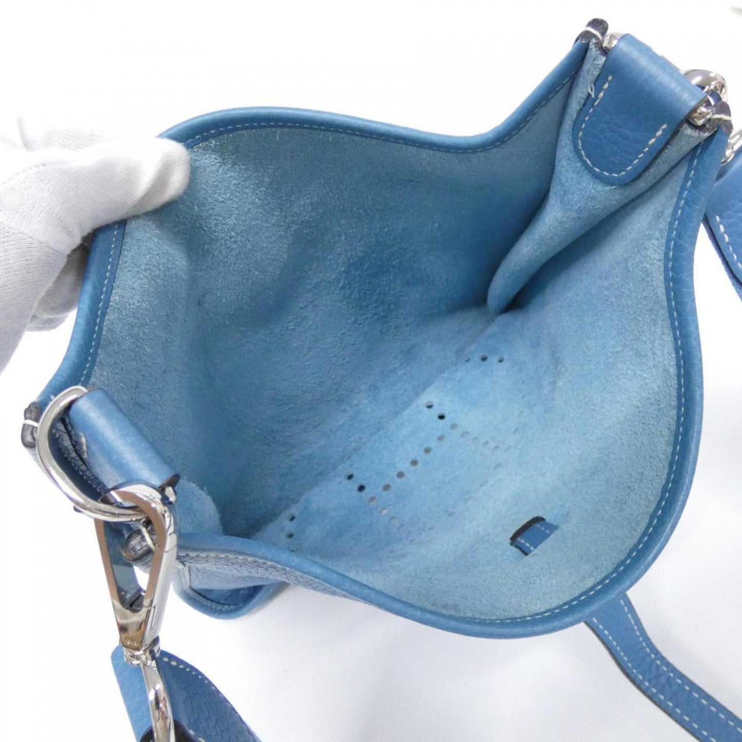 Hermes Blue Jean Taurillon Clemence Leather Shoulder Bag (Pre-Owned)