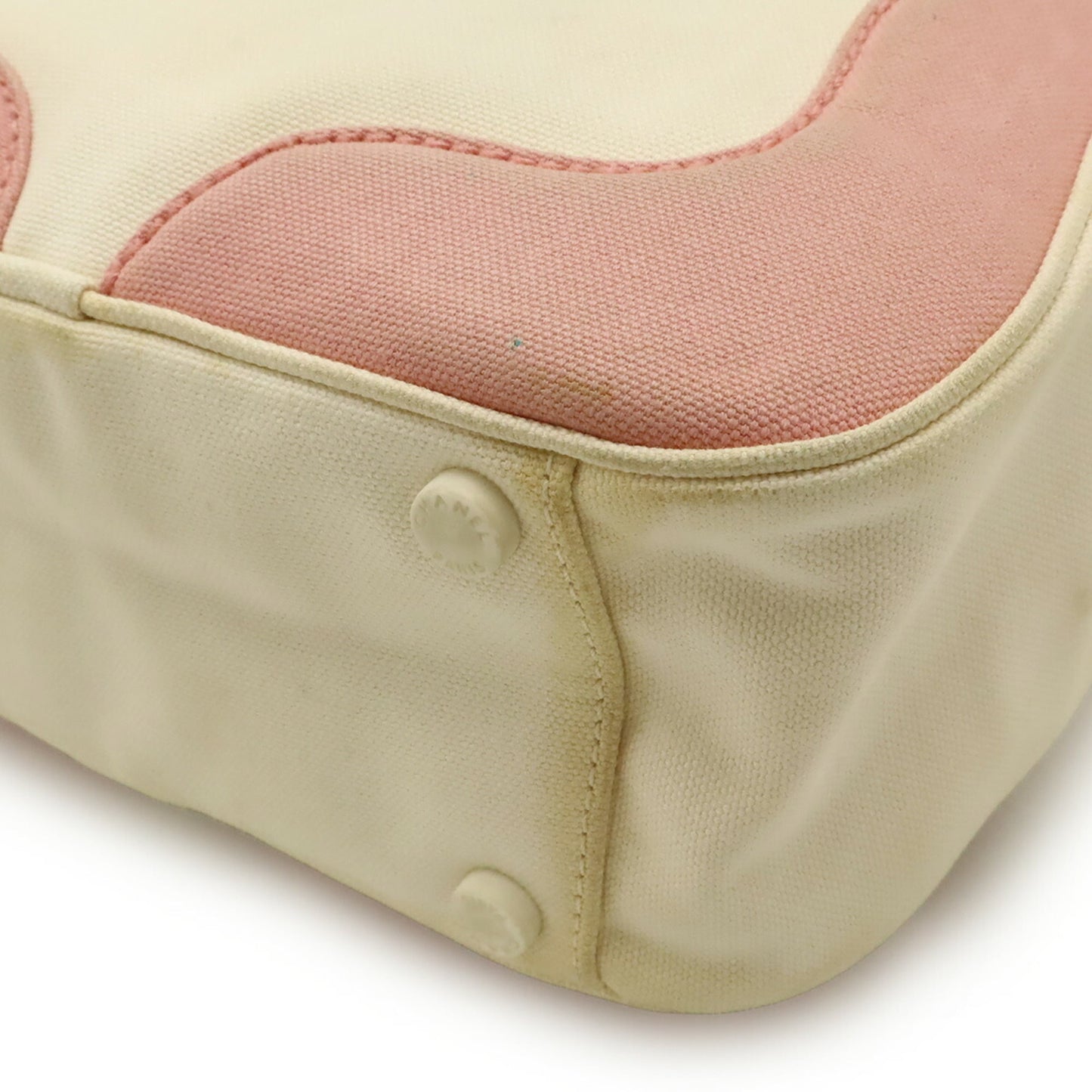 Chanel Ivory Pink Canvas Handbag Tote Bag (Pre-Owned)